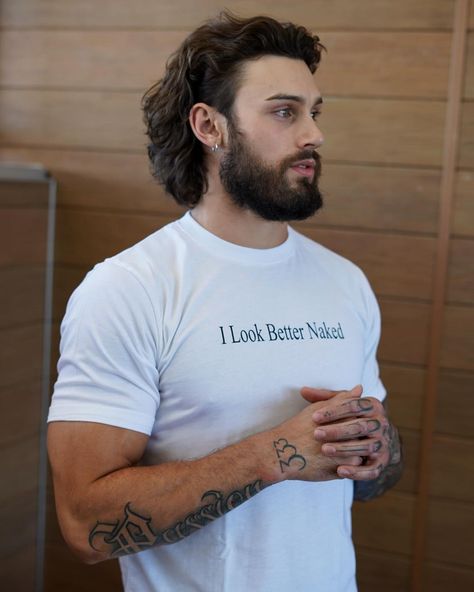 Liam Fitzgerald | “I Look Better Naked” | Vol 1 | Dropping 3-1-24 . This is my first clothing drop and I’m beyond excited to get these live for you… | Instagram Getting Haircut, Boys Haircut Styles, Long Hair Beard, Guy Haircuts Long, Modern Mullet, Men's Long Hairstyles, Beard Hairstyle, Haircuts For Wavy Hair, Long Beards