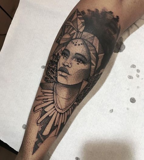 African Queen Tattoo, Afro Tattoo, Africa Tattoos, African Tattoo, Black Art Tattoo, Skin Tattoo, Tattoo Board, Queen Tattoo, Black Girls With Tattoos