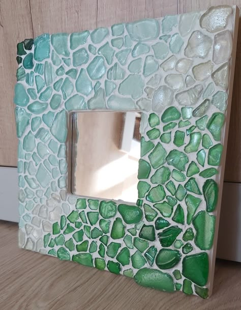 Seaglass Mirror Frame, Sea Glass Mosaic Table, Sea Glass Home Decor, Nautical Seaglass Art, Sea Glass Sculpture, Tumbled Glass Art, Seaglass Wall Art, Seaglass Mosaic Diy, Sea Glass Mosaic Ideas