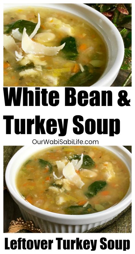 Turkey White Bean Soup, Creamy Turkey Soup, Soup Turkey, Leftover Turkey Soup, Turkey Noodle Soup, Turkey Soup Recipe, Leftovers Soup, Slow Cooker Turkey, Leftover Turkey Recipes