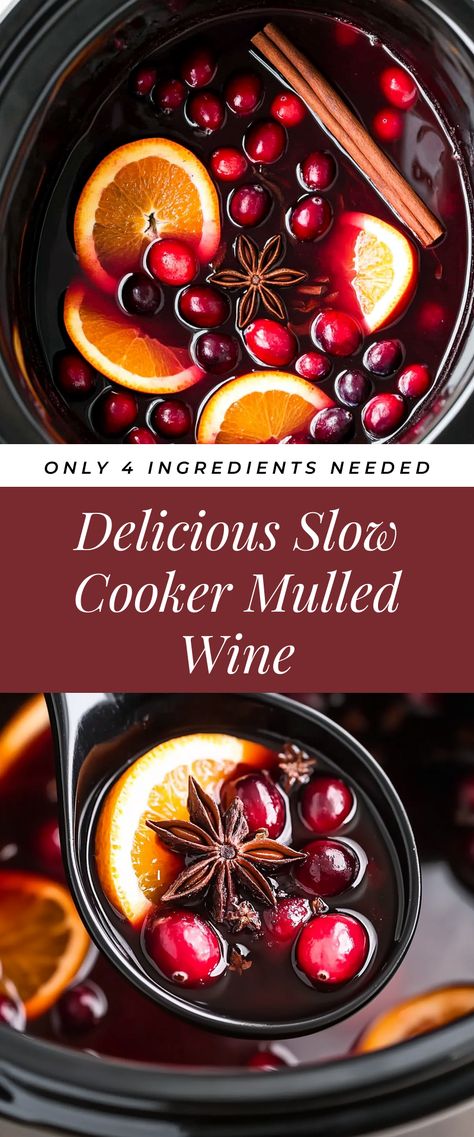 Image for Delicious Slow Cooker Mulled Wine Spiced Mulled Wine, Martha Stewart Mulled Wine, Slow Cooker Mulled Wine, Crockpot Mulled Wine, Mulled Cider Alcoholic, Hot Wine Recipe, Mulled Wine Recipe Crockpot, Hot Holiday Drinks, Mulled Wine Slow Cooker