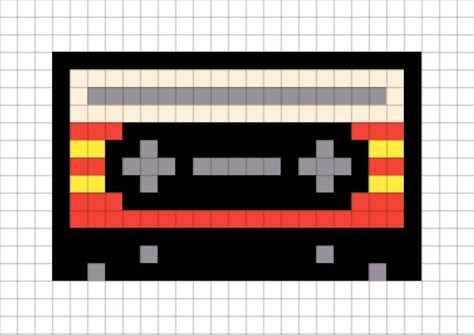 Cassette Cross Stitch, Cassette Tape Pixel Art, Music Pixel Art, Melt Beads, Melty Bead Patterns, Easy Pixel Art, Pixel Art Templates, Pixel Drawing, Music Cassette