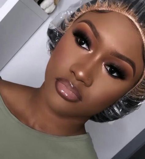 Glam Bride Makeup Black Women, Light Glam Makeup Black Women, Make Up Ideas For Black Women, Gold Smokey Eye Makeup Black Women, Black Brides Makeup, Bridal Makeup For Black Women Wedding, Bridesmaid Makeup Black Women, Wedding Makeup For Dark Skin, Wedding Makeup For Brown Skin