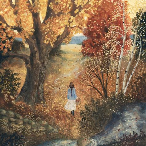 Lore Pemberton, Bd Art, Storybook Art, Flower Art Images, Naive Art, Dreamy Art, Autumn Vibes, Autumn Art, Gouache Painting