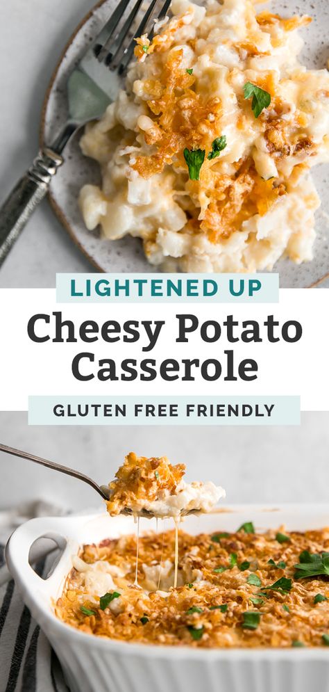 Fit Mitten Kitchen, Cheesy Potatoes Recipe, Cheesy Potato Casserole, Healty Dinner, Healthy Thanksgiving Recipes, Clean And Delicious, Cheesy Potato, Cubed Potatoes, Potatoe Casserole Recipes