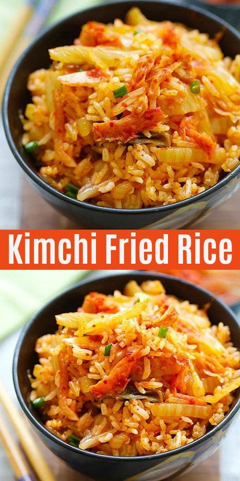 Kimchi Fried Rice loaded with Korean kimchi and steamed rice. This easy fried rice recipe takes only 15 mins to make and a tasty quick meal | rasamalaysia.com #rice #kimchi #koreanfood #dinner Woks Of Life Fried Rice, What To Pair Kimchi With, Rice And Kimchi Recipe, Rice With Kimchi, Dinner With Kimchi, Rice Recipes For Dinner Asian, Easy Dinner Rice Recipes, Best Ways To Eat Kimchi, Kimchi Dinner Recipe