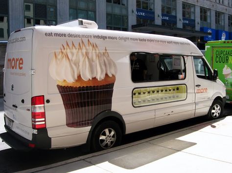 The more® cupcakes truck parked outside of Chicago's Merchandise Mart. Cake Truck, Truck Wrap, Cupcake Wars, Bakery Cake, Chicago River, Bakery Cakes, Baby Sister, Car Wrap, Baby Cake