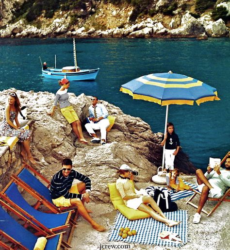 JCrew 2007 Amalfi Coast spread J Crew Catalog, Catalog Cover, J Crew Style, Beach Please, On Beach, Summer Picnic, Mellow Yellow, Amalfi Coast, Beach Resorts