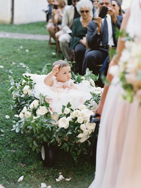 Flower Girl Wagon, Wagon For Wedding, Wedding Flower Guide, Wedding Ceremony Ideas, Florist Design, Beach Wedding Flowers, Wedding Venue Inspiration, Diy Wedding Flowers