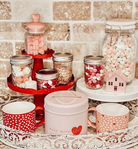 Bloom and Blends on Instagram: “Updated the Hot Cocoa bar for Valentine’s Day❤️ #targetstyle #opalhouse #targetdollarspot #targetfinds #hobbylobbyfinds #hobbylobby…” Valentines Baby, Valentines Baby Shower, Target Dollar Spot, Hot Cocoa Bar, Cocoa Bar, Target Style, Hot Cocoa, Decorative Jars, Cocoa