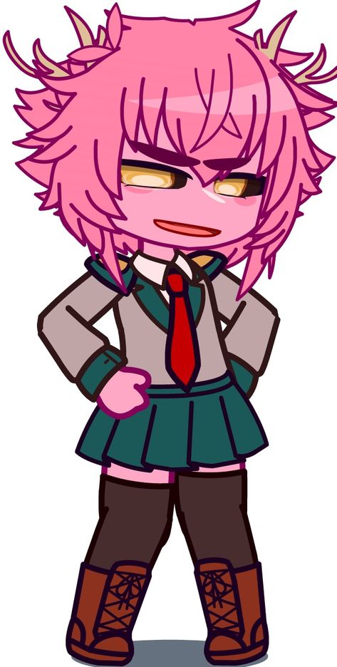 Mina Ashido Gacha Club Oc, Gacha Mha Oc, Mina Gacha Club, Present Mic Gacha Club, Gacha Club Alien, Mha Gacha Club, Mha Gacha, Gacha Base Poses Cute, Chibi Girl Drawings