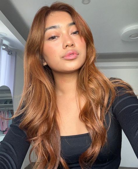 Red Hair Dark Eyebrows, Tan Asian Hair Color, Tan Asian, Hair Color For Tan Skin, Hair Color Asian, Dark Eyebrows, Coconut Girl, Dye My Hair, Asian Hair