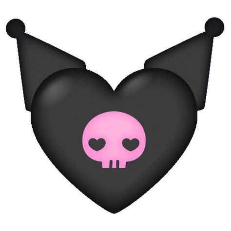 Kuromi Gif, Kuromi Heart, Sanrio Heart, Kuromi Theme, Kuromi Icon, Y2k Stickers, Dark Kawaii, Ios Emoji, Iphone Themes