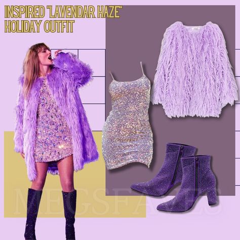 Taylor Swift Eras Tour Lavender Haze Outfit, Taylor Swift Lavender Haze Outfit Ideas, Taylor Swift Concert Outfit Purple, Lavender Haze Inspired Outfits, Lavender Haze Outfit Ideas, Eras Tour Outfits Lavender Haze, Lavender Haze Eras Tour Outfit, Taylor Swift Lavender Haze Outfit, Eras Tour Outfit Cold Weather