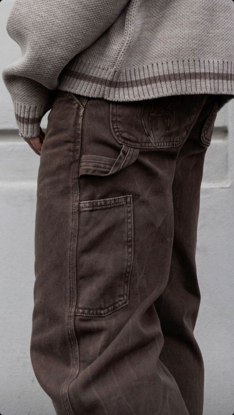 Brown Jeans Men, Jeans Outfit Men, Jacket Details, Painters Pants, Pants Skirts, Mens Casual Dress Outfits, Men Trousers, Mens Fashion Fall, Mens Casual Dress