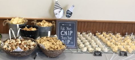 Chips And Dip Station, Chips And Dip Station Wedding, Chips And Dip Bar Display, Chips And Dip Cocktail Hour, Chip And Dip Bar Ideas, Chip And Dip Bar Wedding, Chips And Dip Bar Wedding, Chip Bar Party, Chips And Dip Bar