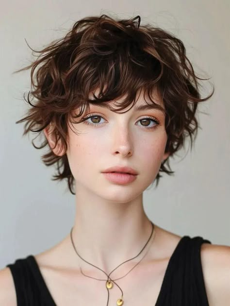 Wispy Short Haircut, Curly Hair Haircuts Short, Short Haircuts For Frizzy Wavy Hair, Short Hair Women Curly, Short Messy Hair Women, Woman Hairstyles Short, Cute Short Hairstyle Women, Very Short Wavy Hair, Short Haircut For Wavy Hair