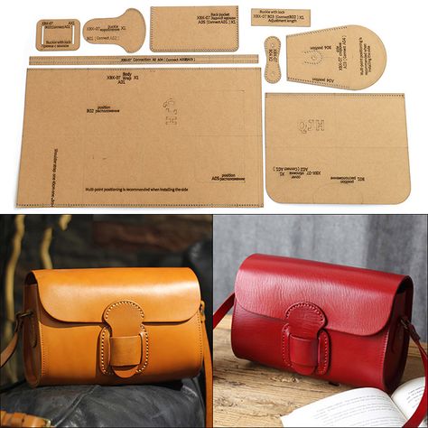 Diy Shoulder Bag, Simple Leather Bag, Leather Handbag Patterns, Handbag Sewing Patterns, Tas Bahu, Leather Craft Patterns, Shoulder Bags Pattern, Leather Bag Pattern, Diy Leather Bag