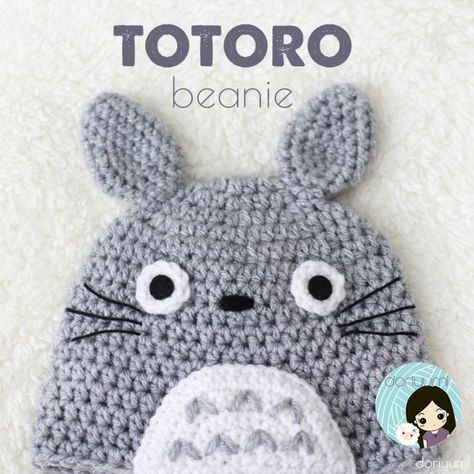 Totoro Beanie – Doriyumi Totoro Beanie, Totoro Hat, Crochet Totoro, Beanie Hat Crochet Pattern, Beanie Hat Pattern, Crocheted Hat, Beanie Crochet, Beanie Pattern, Hat Crochet