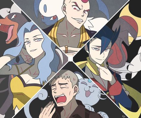 Dark type gym leaders and trainers 😈😈😈😈😈😈😈😈😈😈😈😈 Dark Type Pokemon, Pokemon Gym Leaders, Pokemon Gym, Pokemon Fusion Art, Pokemon Poster, Pokemon Special, Gym Leaders, Pokemon Images, Pokémon Master