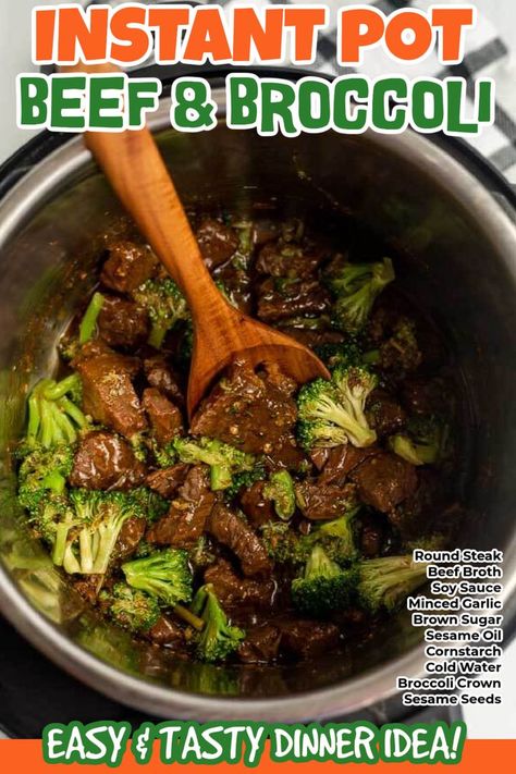 Instant Pot Beef and Broccoli is easy to make. Tender slices of beef is mixed with broccoli and a tasty sauce for a tasty dinner idea. This homemade Beef and Broccoli Recipe is better than take out. It is made with simple ingredients and cooked in the pressure cooker for an easy weeknight meal. #eatingonadime #instantpotrecipes #beefandbroccoli Skirt Steak Instapot Recipes, Sirloin Steak Dinner Ideas Instant Pot, Instapot Flank Steak Beef Recipes, Instapot Skirt Steak, Flank Steak Pressure Cooker, Flank Steak Instapot, Chuck Roast Pressure Cooker Recipes, Healthy Beef Chuck Roast Recipes, Beef Skirt Steak Recipes Instant Pot