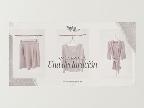 Descarga gratis la plantilla en Canva Banner Horizontal Promoción Tienda De Ropa Minimalista Estética Beis, Rosa y Marrón