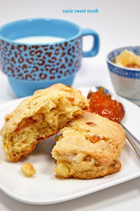 DSC_0278 Pineapple Scones, Single Serve Cake, Orange Scones, Rock Cake, Homemade Scones, Candied Orange, Dried Pineapple, Candied Orange Peel, Sweet Buns