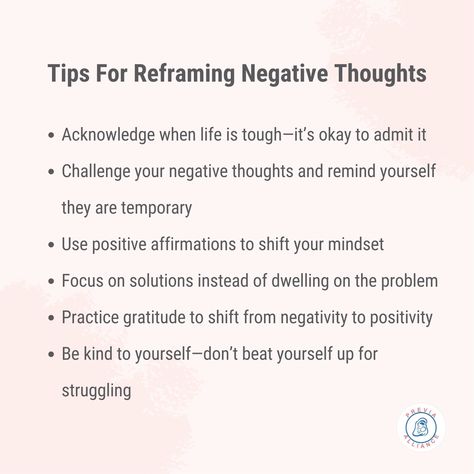 Reframing negative thoughts can change how you experience life’s challenges. Being kind to yourself, practice gratitude, and shift your mindset toward solutions. You’ve got this!   #PositiveThinking #MindsetShift #SelfCompassion #GratitudePractice #MentalHealthJourney #OvercomingNegativity Replacing Negative Thoughts, How To Reframe Negative Thoughts, How To Challenge Negative Thoughts, How To Change Your Mindset To Positive, How To Stop Being Negative, Reframing Thoughts, Reframe Thoughts, Stop Being Negative, Reframing Negative Thoughts