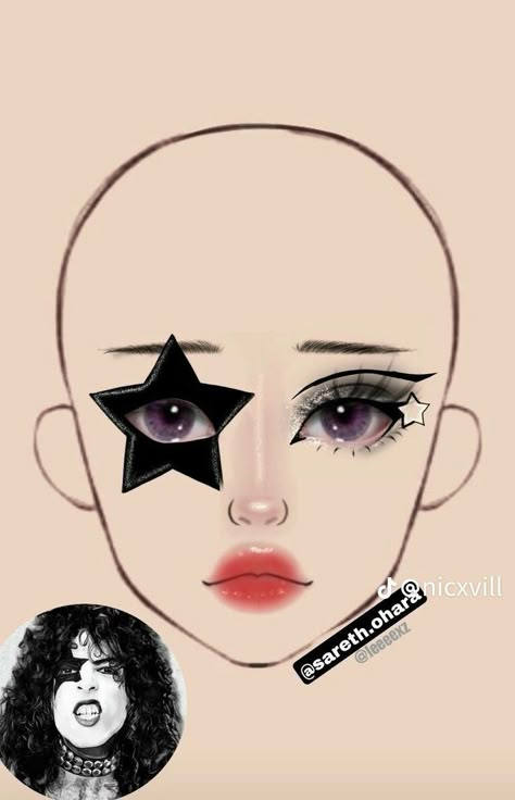 Kiss Makeup Band, Kiss Band Makeup, Makeup Tutorials Step By Step, Make Up Guide, Asian Makeup Tutorials, Makeup Charts, Korean Makeup Tips, Funky Makeup, Gyaru Makeup