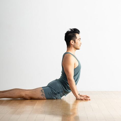 Stretch and strengthen your core front and back by learning how to practice Cobra Pose (Bhujangasana) safely. Kid Friendly Yoga, Dowager's Hump, Posture Correction Exercises, Relaxing Yoga Poses, Hip Opening Yoga, Upper Back Muscles, Yoga Poses For Men, Shoulder Tension, Fish Pose