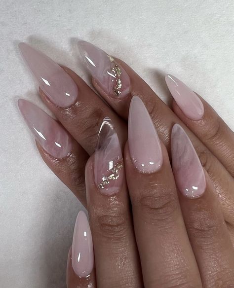 @mk_beauty_nails_studio on ig Nude Glazed Nails Almond, Natural Gel X Nails Almond, Almond White Design Nails, Almond Inspo Nails, Chinese Almond Nails, Neutral Almond Nails With Design, Sharp Acrylics, Minimalistic Nail Ideas, Pink Birthday Nails Almond