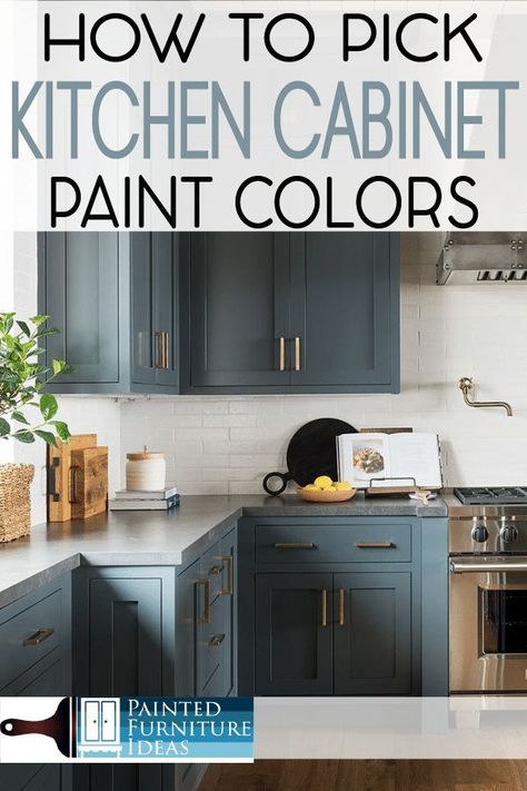 Picking ktichen cabinet paint colors can be overwhelming, learn before you decide so you can make the best decision for you! Pretty Kitchen Cabinet Colors, Wise Owl Paint Kitchen Cabinets, Painting Kitchen Cabinets Blue, Painted Kitchen Cabinet Color Ideas, Paint Inside Cabinets, Kitchen Cupboards Paint Colors, Painting Kitchen Cabinets Ideas, Paint Colors For Kitchen Cabinets, Colors For Kitchen Cabinets