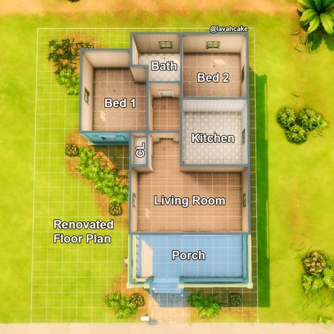 The Sims 4 Layout Floor Plans, Sims 4 Houses Starter, Sims 4 Starter House Floor Plans, Ts4 House Layout, Small Home Sims 4 Floor Plan, Sims 4 Houses Layout 2 Bedroom, Cheap Sims 4 House Layout, Sims 4 Build Ideas Layout With Grid, Sims Floor Plans Layout