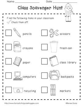 Backpack Bonanza- Back to School Primary Fun.  Classroom supply scavenger hunt along with many other activities to start the year off! Rooms In The House Worksheet, Classroom Objects Worksheet, Preschool Orientation, House Worksheet, Classroom Objects, First Day Activities, Welcome To School, First Day Of School Activities, Back To School Night