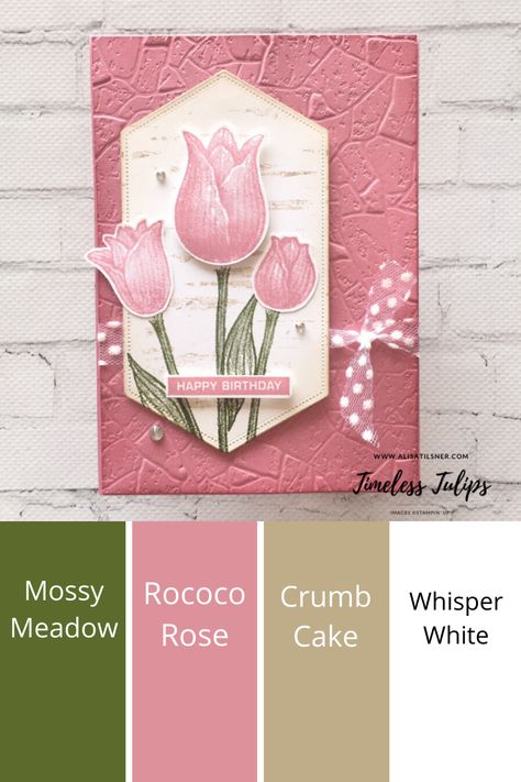 Timeless Tulips by Stampin' Up! Card created by Alisa Tilsner.  All products available from Alisa Tilsner Stampin' Up! Demonstrator in Australia Birthday Cards Creative, Tulips Card, Peaceful Moments, Ladybug Birthday, Spring Cards, Fancy Fold Cards, Flower Stamp, Stamping Up Cards, Fun Fold Cards