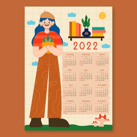 Procreate Calendar Template, Yearly Calendar Design, Free Calendar 2024, Calendar Design Inspiration, Calendar Poster, 2022 Calendar, Calendar Ideas, Free Calendar, Digital Calendar