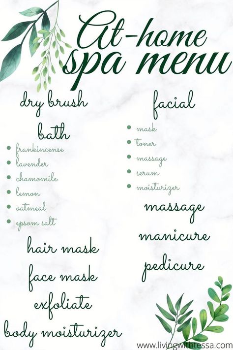 Here is my plan for the ultimate at-home spa day. With DIY ideas and a checklist for a completely pampering routine, you are set for the most relaxing day ever. Pamper Date Night, At Home Spa Night Ideas, Spa At Home Ideas Girls Night, Spa Day At Home For Husband, Spa Day Party For Women, Spa Date Night At Home, Spa Date Night, Spa Night Ideas, At Home Spa Day Ideas