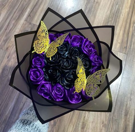 Black Flowers Bouquet, Roses Bouquet Gift, Purple Quince, Ribbon Flowers Bouquet, Purple Bouquet, Ribbon Bouquet, Bouquet Gift, Roses Bouquet, Small Rose