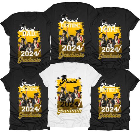 PRICES MAY VARY. Personalized proud Family 2024 a Graduate T-Shirt, Custom Picture Graduation Shirt, Graduate Squad T-Shirts, Proud mom of a 2024 Graduate Shirt - Proud Grandma, Dad, Brother, Aunt of a 2024 Graduate Senior 2024 shirt gift for graduates from kindergarten, middle and high school to college, graduate school or any type of graduation. Wear this TShirt with the graduation cap hat tassel and decorations at the grad party with this class of 2024. Soft, stretch, breathable, Graphic is c Senior Night Shirts For Family, High School Graduation Shirts, Graduation Wear, Basketball Senior Night, Graduation Shirts For Family, 2024 Graduate, Grad Shirts, 8th Grade Graduation, Customized Shirts