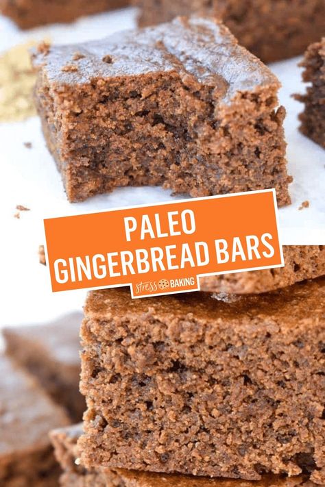 Christmas Paleo Recipes, Qi Stagnation, Paleo Deserts, Gingerbread Bars, Paleo Gingerbread, Healthy Bakes, Paleo Christmas, Paleo Bars, Clean Desserts