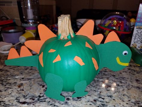 Preschool Pumpkin Decorating Ideas, Pre K Pumpkin Decorating, Dino Pumpkin Painting, Dinosaur Egg Pumpkin Ideas, Pumpkin Painting Ideas For Toddlers, Pumpkin Painting Dinosaur, Dinosaur Painted Pumpkin, Dinosaur Pumpkin Painting, Pumpkin Painting Ideas Dinosaur