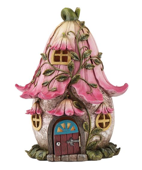 Pink Fairy House Figurine..#ad #gardendecor Pink Fairy House, Fairy Garden Cottage, Clay Fairy House, Polymer Clay Fairy, Garden Display, Fairy House Diy, Mini Fairy Garden, Green Fairy, Pink Fairy