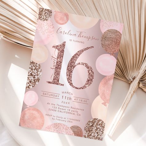 Sweet 16 Photo, Sweet 16 Party Invitations, Sweet 16 Photos, Rose Gold Invitations, 16th Birthday Invitations, Calligraphy Typography, Sweet Sixteen Invitations, Photo Birthday Invitations, Sweet Sixteen Parties