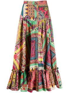 Mori Clothes, Boomer Style, Hemming Jeans, Estilo Hippie, Patchwork Skirt, Mode Boho, Full Skirts, Boho Pants, Floral Print Skirt