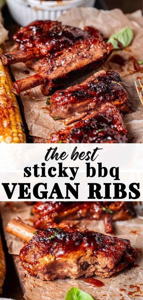 Vegan Bbq Ribs, Bbq Vegan, Bbq Tempeh, Seitan Recipe, Vegan Ribs, Vegan Meat Recipe, Vegan Bbq Recipes, Seitan Recipes, Vegan Barbecue