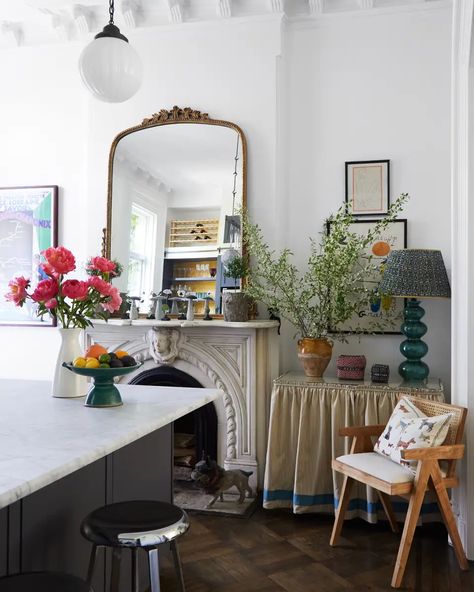 Brooklyn Townhouse by Christina Nielsen Design | 1stDibs Townhouse Apartments, Brooklyn Design, Clinton Hill, Beach Bungalow, Arched Doors, Faux Fireplace, English Design, Iron Furniture, Kitchen Cabinetry