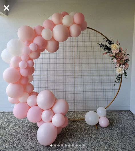 Ballon Garland Circle Backdrop, Hoop Backdrop, Balloon Ring, Baby Shower Balloon Arch, Creamy Peas, Circle Arch, Baby Shower Background, Floral Balloons, Pastel Balloons