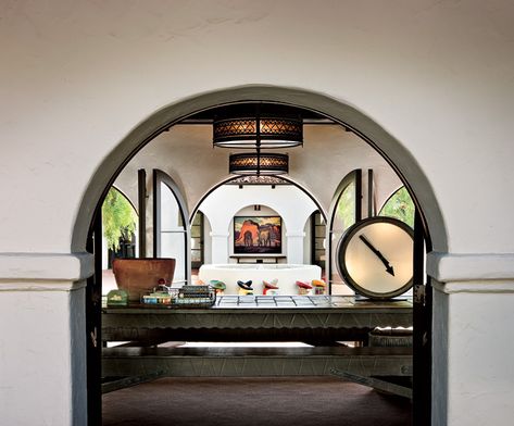 Keaton Office with Doors to Courtyard Colonial Revival House, Monterey Furniture, Spanish Colonial Homes, Spanish Revival Home, Beverly Hills Houses, Smart Tiles, Hollywood Homes, Spanish Style Home, Diane Keaton