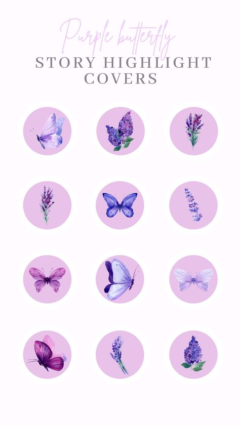 Butterfly Highlight Cover, Insta Highlight Cover Butterfly, Butterfly Instagram Highlight Cover, Butterfly Ig Highlight Cover, Purple Aesthetic Instagram Highlight, Hilight Instagram Purple, Lavender Instagram Highlight Covers, Park Jimin Instagram, Hilight Instagram