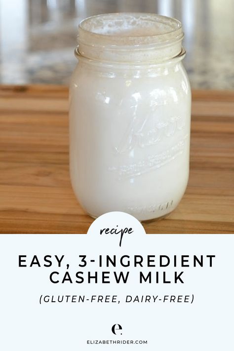 EASY 3-INGREDIENT CASHEW MILK Homemade Dairy Free Milk, Cashew Milk Recipes, Chocolate Cashew Milk, Diy Cashew Milk, Cashew Milk Recipe, Homemade Staples, Milk Replacement, Minimalist Food, Homemade Cashew Milk